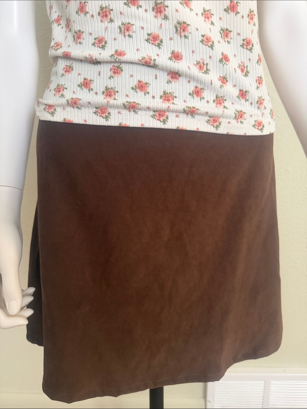 Classic Brown Suede A-Line Women's Skirt